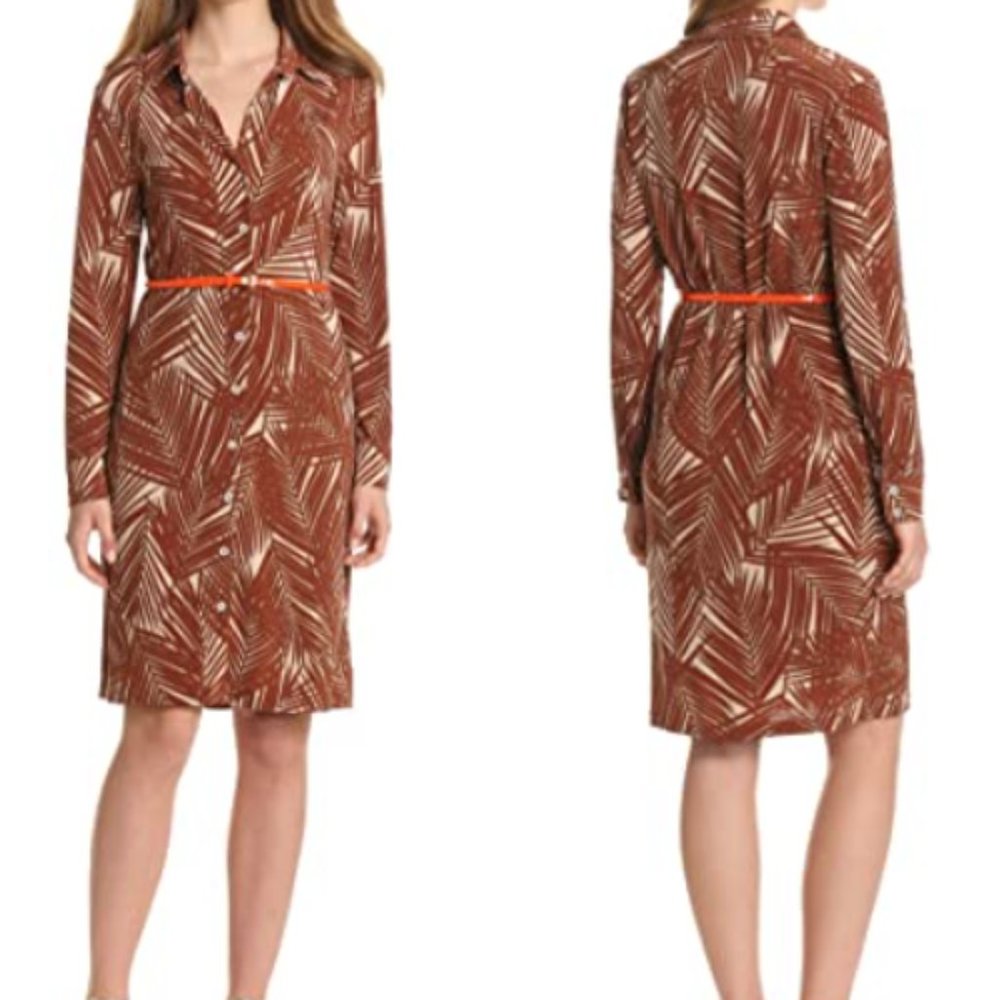 Anne Klein Palm Tree Print Dress in "Pottery"